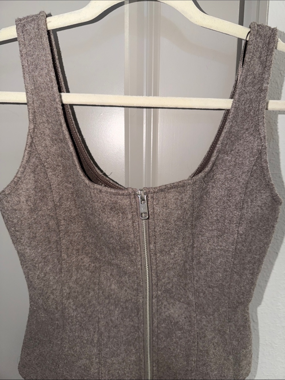 Zara brown Zip-Front Tank Top vest S - Picture 2 of 7